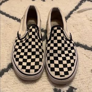 Black Checkered slip on vans